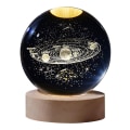 Miniatyrbilde 1 av 5: 3D Galaxy Krystallkule Lampe Lasere Gravering Nattlys med Tretrebase for Soveromdekor,