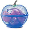 Miniatyrbillede 1 af 6: Frugtkurv i æbleform med låg, net til bordplade, grøntsagsholder, opbevaringskurv til køkken, opvaskemaskine Blue