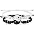 Miniatyrbillede 1 af 7: 2 Yin Yang Matchende Justerbare Snørearmbånd til Venskab, Forhold, Kæreste, Kæreste, Bedste Ven, Håndlavede Flettede Armbånd