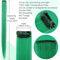 Miniatyrbilde 5 av 5: 9PCS 21\" Fargede Clip-in Hår Extensions Grønne Hår Extensions for Clip in Grønne Hårklips Hår Extensions for Jenter Fest Høydepunkter (Grønn)