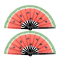 Miniatyrbild 1 av 4: 2 st Handhållna Viftar Vattenmelon Vikbar Vift Japansk Stil Dansvift Stor Scenvift