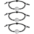 Miniatyrbillede 1 af 5: 3 stk. træarmbånd justerbart armbånd sort tekstilrem gave til