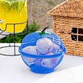 Miniatyrbillede 6 af 6: Frugtkurv i æbleform med låg, net til bordplade, grøntsagsholder, opbevaringskurv til køkken, opvaskemaskine Blue