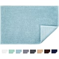 Miniatyrbilde 1 av 5: Bad Antiskli Matte Badematte Chenille Mikrofiber Gulvteppe Myk Maskinvaskbar Absorberende for Dusj Toalett 40 x 60 cm (Lyseblå)