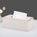 Miniatyrbillede 7 af 7: Servietbeholder i PU-læder, rektangulær servietbeholder til hjemmet eller kontoret (perlehvid) Pearl White