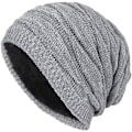 Pikkukuva 1 / 6: Talvinen pipo hattu miehille lämmin neulottu pitkä slouch skull cap lämpö pehmeällä fleece vuorilla-Harmaa