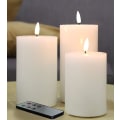 Miniatyrbillede 1 af 5: Hvide flammerfri bloklys med fjernbetjening, flimrende ægte voks LED-batterilys D 3\" H 4\" 5\" 6
