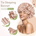 Miniatyrbilde 2 av 5: Satin Sovhetter for Kvinner med Langt Naturlig Krøllete Hår, Satin Sovhetter med Bredt Bånd for Å Stramme For Henne Champagne M