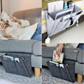 Miniatyrbillede 1 af 4: Sengside opbevaringspose i filt med lommer, seng, sofa, skrivebord hængende arrangør til telefon magasiner - Medium Gray