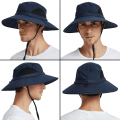 Miniatyrbilde 7 av 8: Unisex Solhatt, Vanntett Bred Bremskjerm Bøttehatt Pakkbar Booniehatt for Fiske Fotturer Hagearbeid Safari Strand Navy Blue