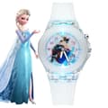 Flickor Barn Cartoon Klocka Frozen Quartz Klocka LED Flash -