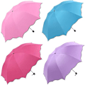 Miniatyrbillede 3 af 3: Kreativ paraply vand blomstrende paraply 3 folde sol og regn paraply vindafvisende manuel paraply til kvinder udendørs Purple