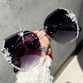 Miniatyrbillede 4 af 8: Rhinestone solbriller Rimless solbriller