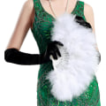 Miniatyrbillede 2 af 5: Fjerfan, Vintage Folde vifte Flapper Hånd vifte - White