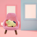 Miniatyrbillede 3 af 5: Tegneserie kat sofa stol, skrivebordsindretning Red