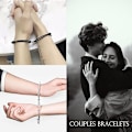 Miniatyrbillede 5 af 6: Magnetiske Par Armbånd, Forholds Armbånd, Gaver til Par, 2 Styk Matchende Par Armbånd med Kærlighedshjerte Vedhæng