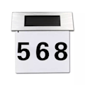 Miniatyrbillede 1 af 5: Solcelled Husnummerlys i Rustfrit Stål - Digitalt LED Husnummerdisplay