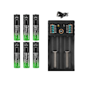 Miniatyrbilde 1 av 5: 1 stk 2-spors - Batterilader + 6 stk 3,7v 18650 9800mah Batteri for oppladbar batteri 18650/2665