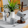 Miniatyrbilde 6 av 6: Bordservice 2x Grå 350ml Mattfarget Kaffe Kopper - Keramisk Steintøy Te Latte Cappuccino Kopper Sett med Håndtak