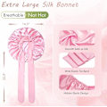 Miniatyrbilde 5 av 5: Satin Sovhetter for Kvinner med Langt Naturlig Krøllete Hår, Satin Sovhetter med Bredt Bånd for Å Stramme For Henne Bourgogne L