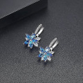 Miniatyrbillede 4 af 4: Holdbare Snowflake Crystal Drop Øreringe til Kvinder Stud Øreringe, Blå