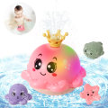 Miniatyrbild 1 av 7: Baby badleksaker för 1 2 3 år gamla pojkar flickor, LED automatisk spray vatten bläckfisk lyser upp badkar simbassäng leksaker presenter för småbarn 0-6 månader Pink Octopus