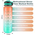 2-pack - 1 l vattenflaska med sugrör och timer Orange-Grön Orange-Green