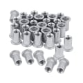 Miniatyrbilde 1 av 5: Mutter 100 stk 1/4in-20unc Rustfritt Stål 304 Finish Flat Head Rivnut Gjengede Innlegg Mutter Riflet Kropp