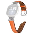För Fitbit Versa 3/Versa 4/Sense/Sense 2 M Form Äkta Läder Klockarmband Orange Fitbit Versa 3