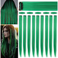 Miniatyrbild 1 av 5: 9PCS 21\" Färgade Clip in Hair Extensions Gröna Hair Extensions för Clip in Gröna Hair Clips Hair Extensions för Flickor Party Highlights (Grön)