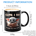 Miniatyrbilde 3 av 5: SSRGV Varmefølsom fargeendrende kopp, WmanCok 330 ml magisk keramisk kopp for kaffe te melk, YoDa Baby-bilde avsløres når varm væske tilsettes