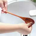 Miniatyrbillede 5 af 5: Træskeske, 5 stk. japansk stil køkken lang træ suppe skeer sæt til at spise blande omrøring madlavning med æske