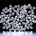 Miniatyrbillede 3 af 5: LED Solcelle-Lysstreng Udendørs Regnfast Lysstreng - Hvid Boblekugle - 12m 100 Lys