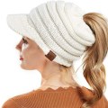 Miniatyrbilde 2 av 6: Vinter varm hestehale strikket lue white