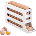Miniatyrbilde 1 av 6: Egg Holder for Fridge, Space Saving Fridge Egg Organizer, 4 Layers Rolling Egg Dispenser Storage 30 Egg, Egg Dispenser for Refrigerator White