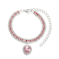 Miniatyrbild 11 av 11: Halsband för husdjur, tre rader med färgade strass, halsband, smycken, katt, hund A Pink L