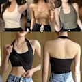 Miniatyrbild 2 av 11: Linne, rygglöst med inbyggda bh-inlägg, Sling Vest Top Q9C7 J5 Khaki One size