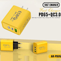 Miniatyrbild 7 av 11: 65W USB C Laddare Snabbladdning EU-kontakt PD USB-C Typ-C Snabb Ladd yelllowB EU PLUG