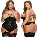 Miniatyrbild 1 av 5: Plus Öppna Sexiga Bodystocking Underkläder Dam Underkläder Nattkläder Svart M