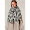 Miniatyrbild 4 av 5: Houndstooth street style kvinnors kashmirsjal med geometrisk form och lång printed halsduk