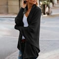 Miniatyrbild 3 av 5: Dam Lång Oversize Cardigan Sweater Ytterkläder Sjal Kappa One Size Black One Size