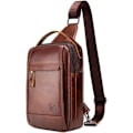 Miniatyrbild 1 av 7: Axelremsväska i läder Crossbody Herr Dam Resor Utomhussporter, Ryggsäck
