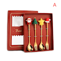 Miniatyrbild 1 av 5: 4ST6ST Julklapp Lery Sked Gaffel Set Elk Tree Dessert Sp Gold 4pcs