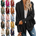 Miniatyrbild 5 av 5: Dam Lång Oversize Cardigan Sweater Ytterkläder Sjal Kappa One Size Black One Size
