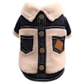 Miniatyrbild 3 av 3: Varm valp jeansjacka Frontspänne Design Varm mjuk hundkappa Vinterjackor Hundkläder black ｌ