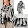 Miniatyrbild 3 av 5: Houndstooth street style kvinnors kashmirsjal med geometrisk form och lång printed halsduk