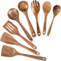 Miniatyrbild 1 av 5: Nonstick Köksredskap Set, Träsked Matlagningsredskap Set (Teak Wood 8-Pack)