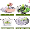 Miniatyrbild 4 av 4: Rostfritt stål Vegetabiliskt Steamer Vikbar Steamer Inre, expanderbar för att passa olika grytstorlekar