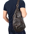 Miniatyrbild 3 av 6: Axelremsväska i läder Crossbody Herr Dam Resor Utomhussporter, Ryggsäck