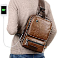 Miniatyrbild 3 av 6: Sling Crossbody Bag Axelväska Herr och Dam Retro PU Läder Sling Ryggsäck Cykel, Mode